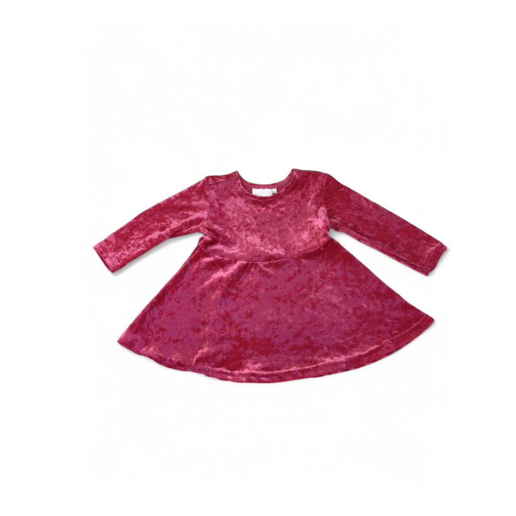 3-6M Cerise Pink Velvet Dress - Chatterbox