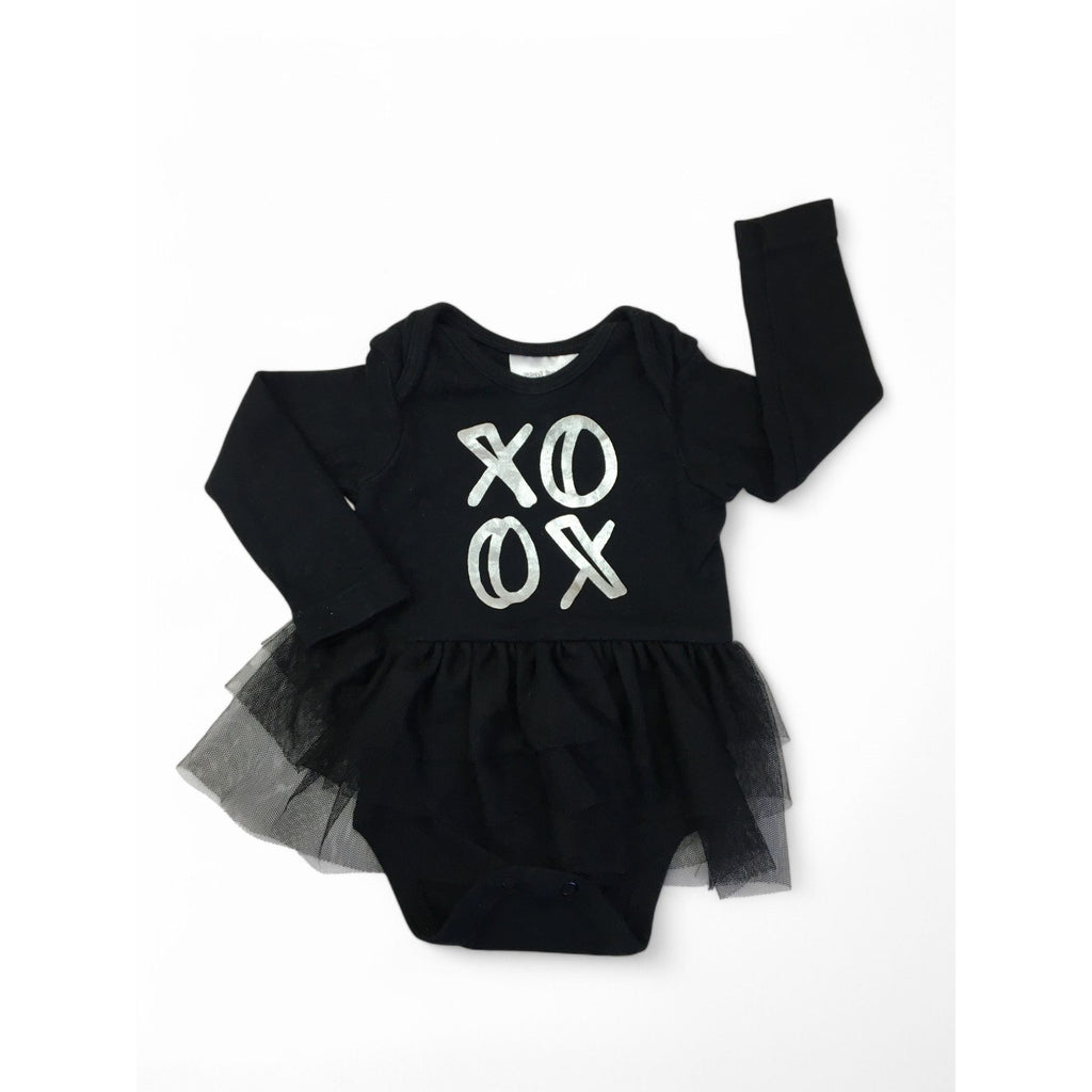 0-3M Black & Silver Tulle Romper - Real