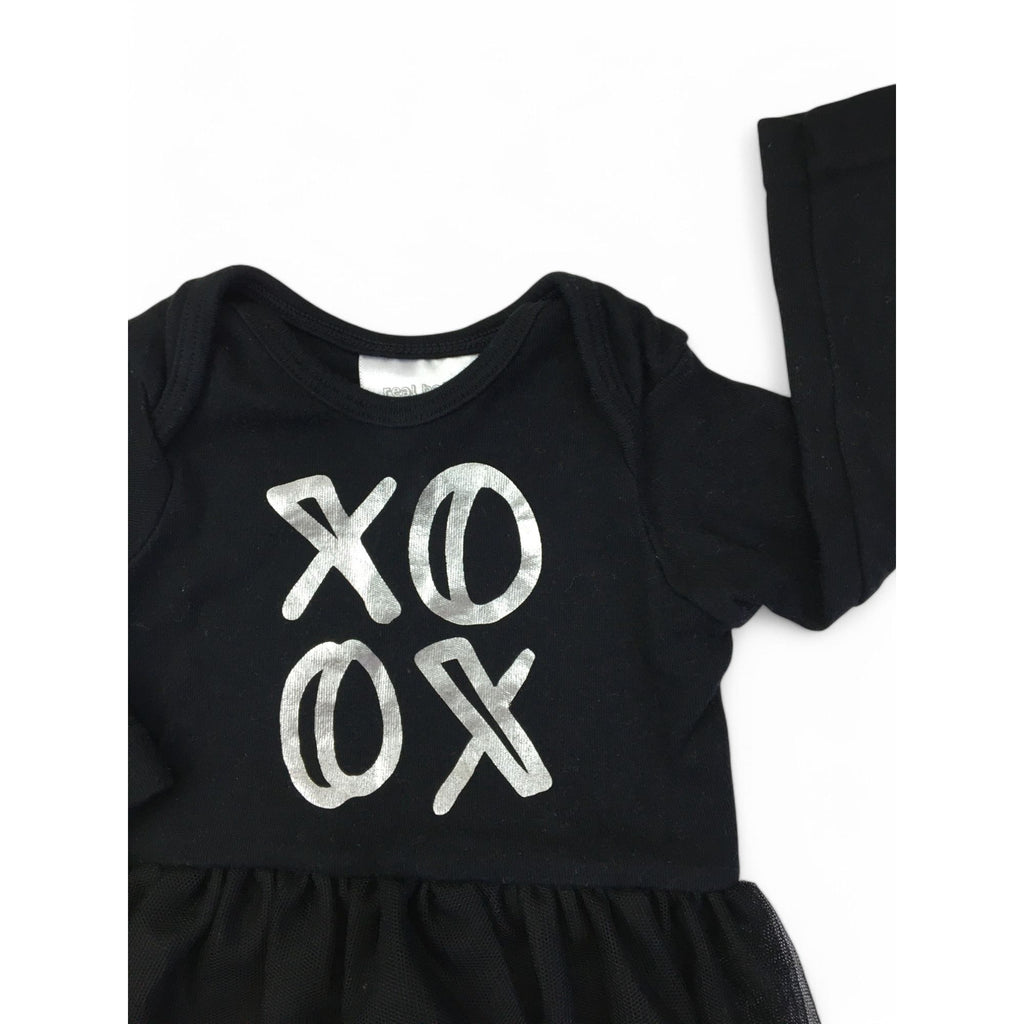 0-3M Black & Silver Tulle Romper - Real