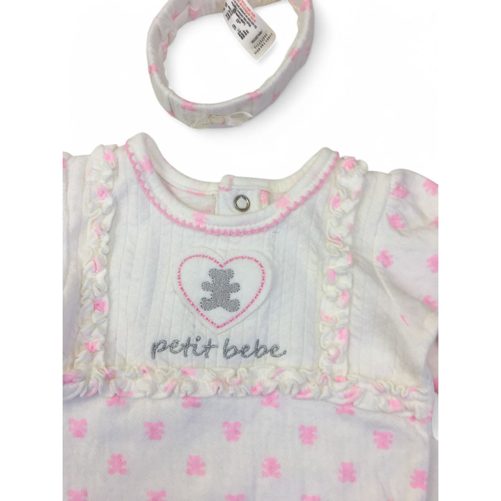 1-3M Cream & Pink Heart Soft Cotton Bodysuit & Headband - Woolworths