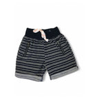 3-6M Navy Blue & White Stripe Cotton Soft Shorts - Ackermans