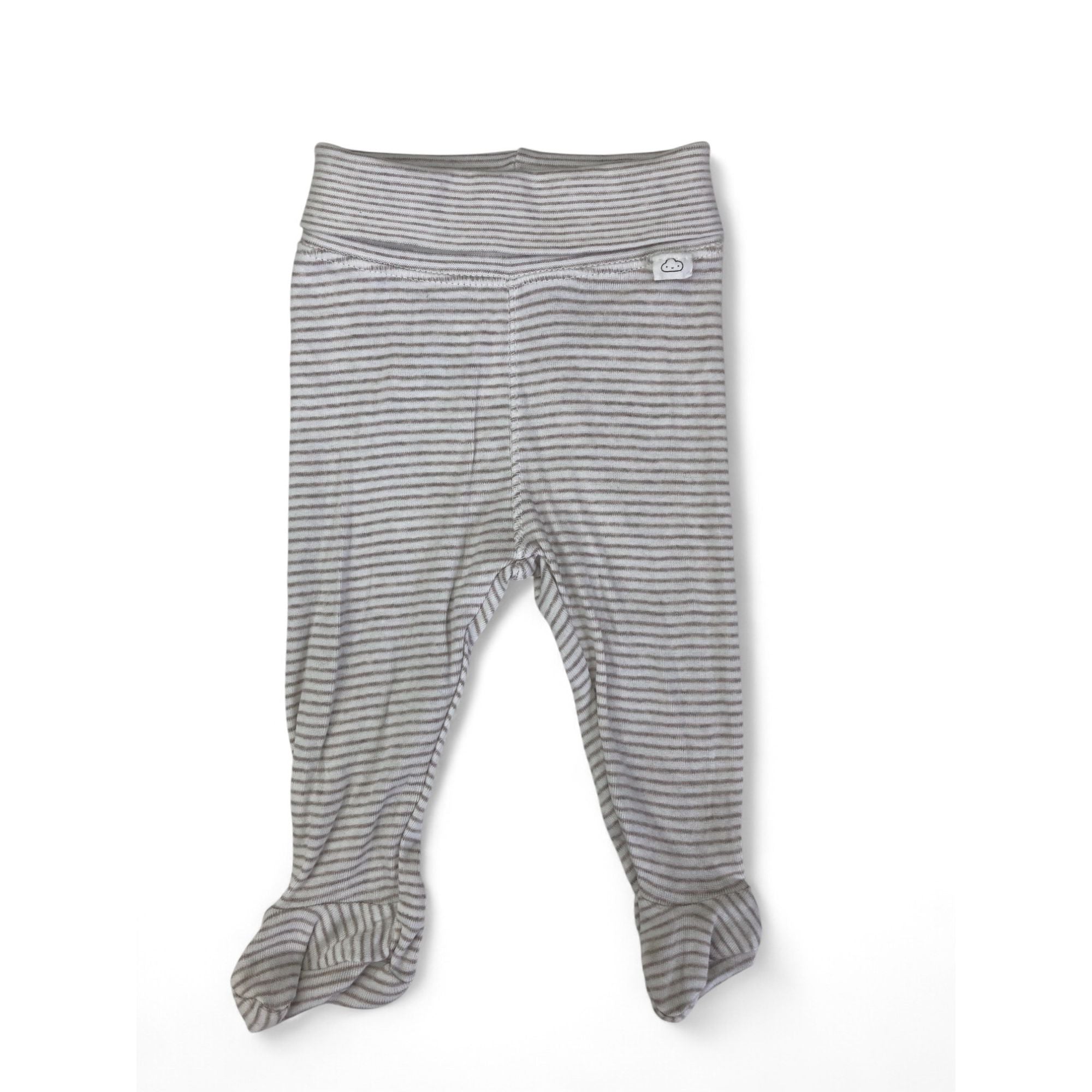 UK 1-2M Tan & White Organic Cotton Stripe Leggings - H&M
