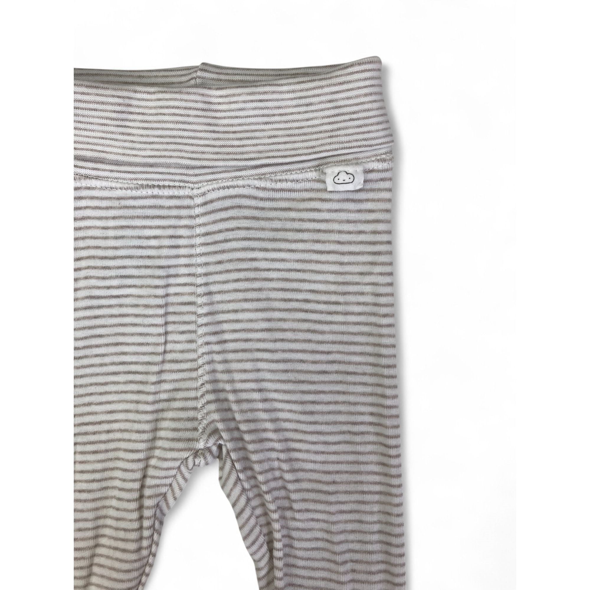 UK 1-2M Tan & White Organic Cotton Stripe Leggings - H&M