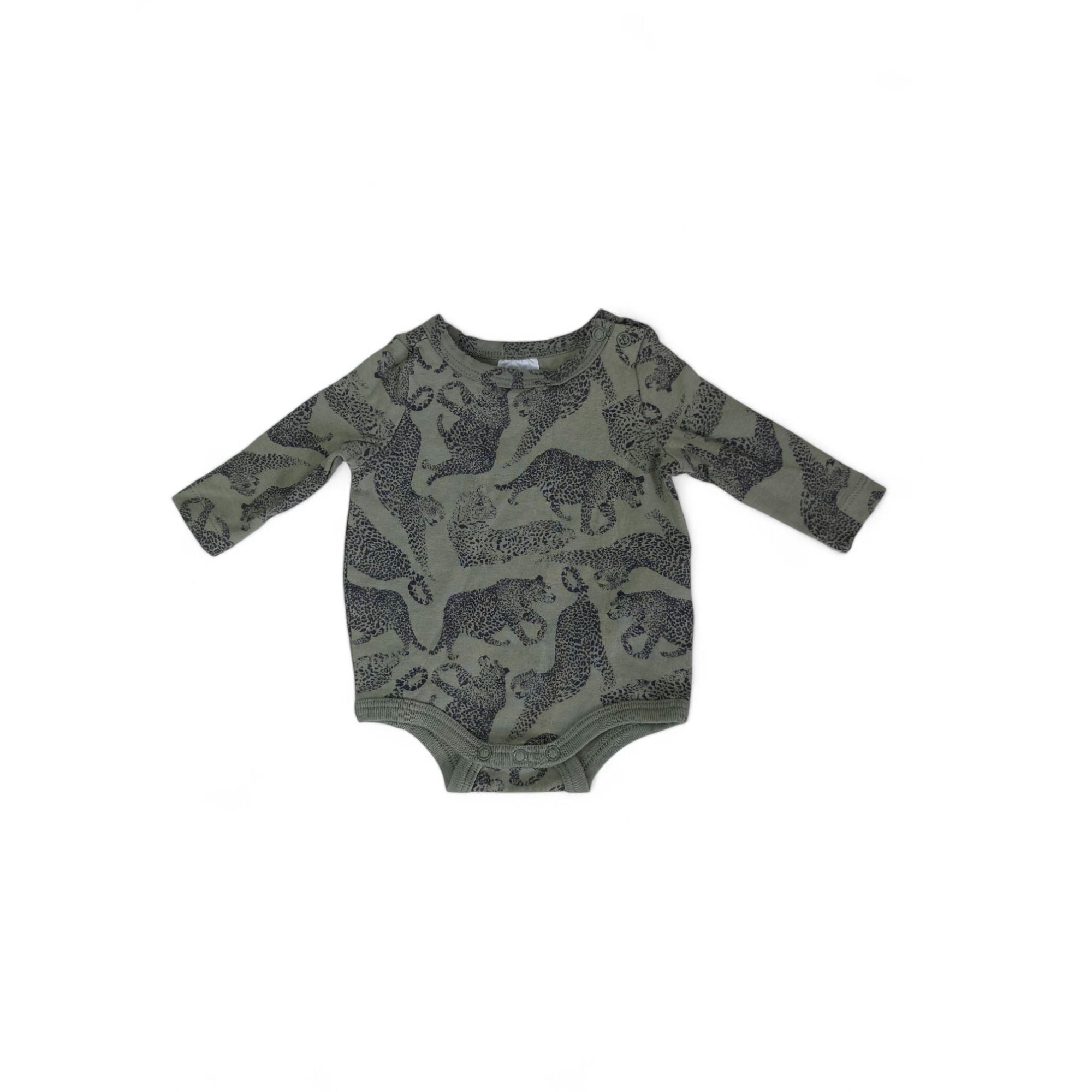 Newborn Green & Black Leopard Bodysuit - Cotton On