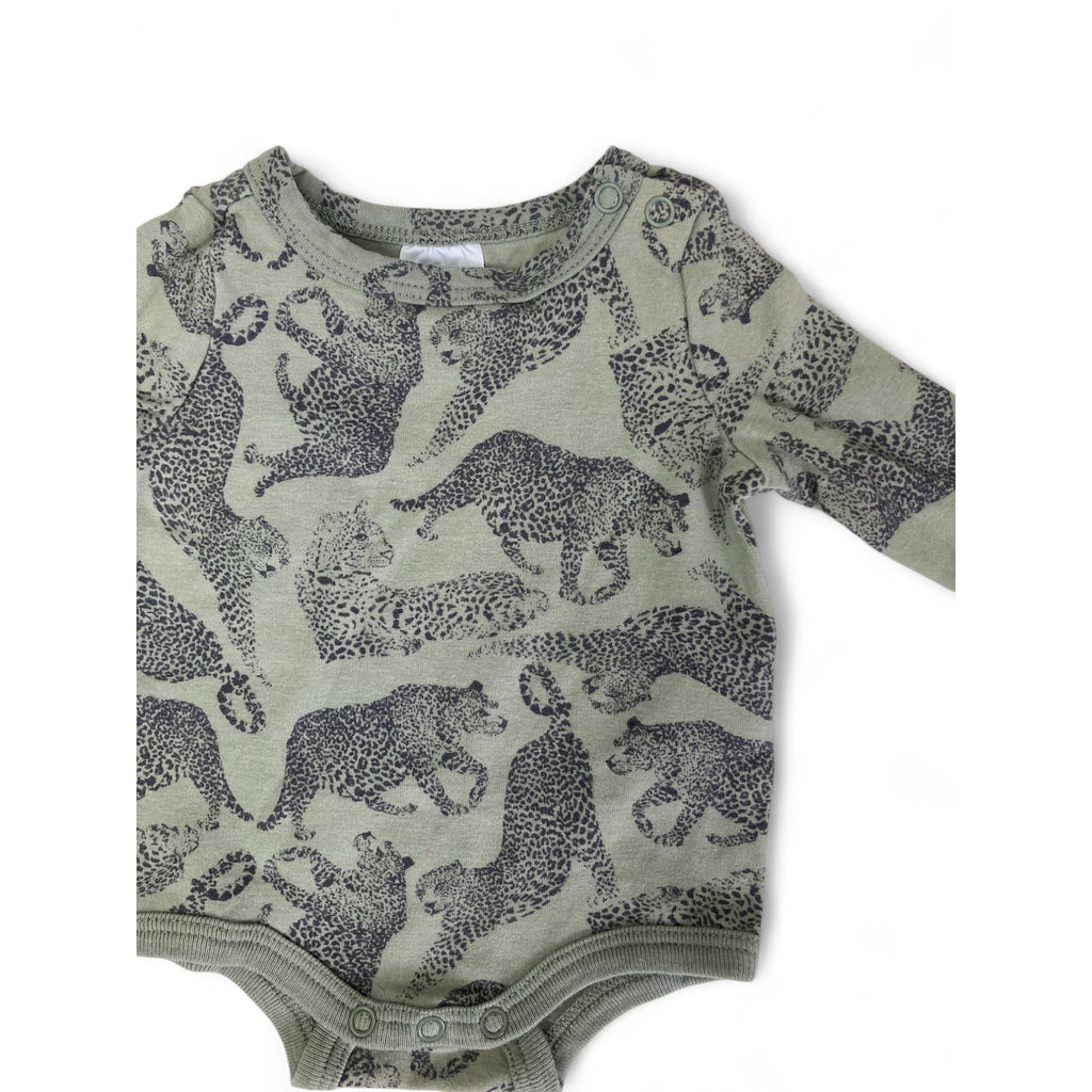 Newborn Green & Black Leopard Bodysuit - Cotton On