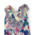 3-6M White, Blue & Purple Butterfly Swimsuit