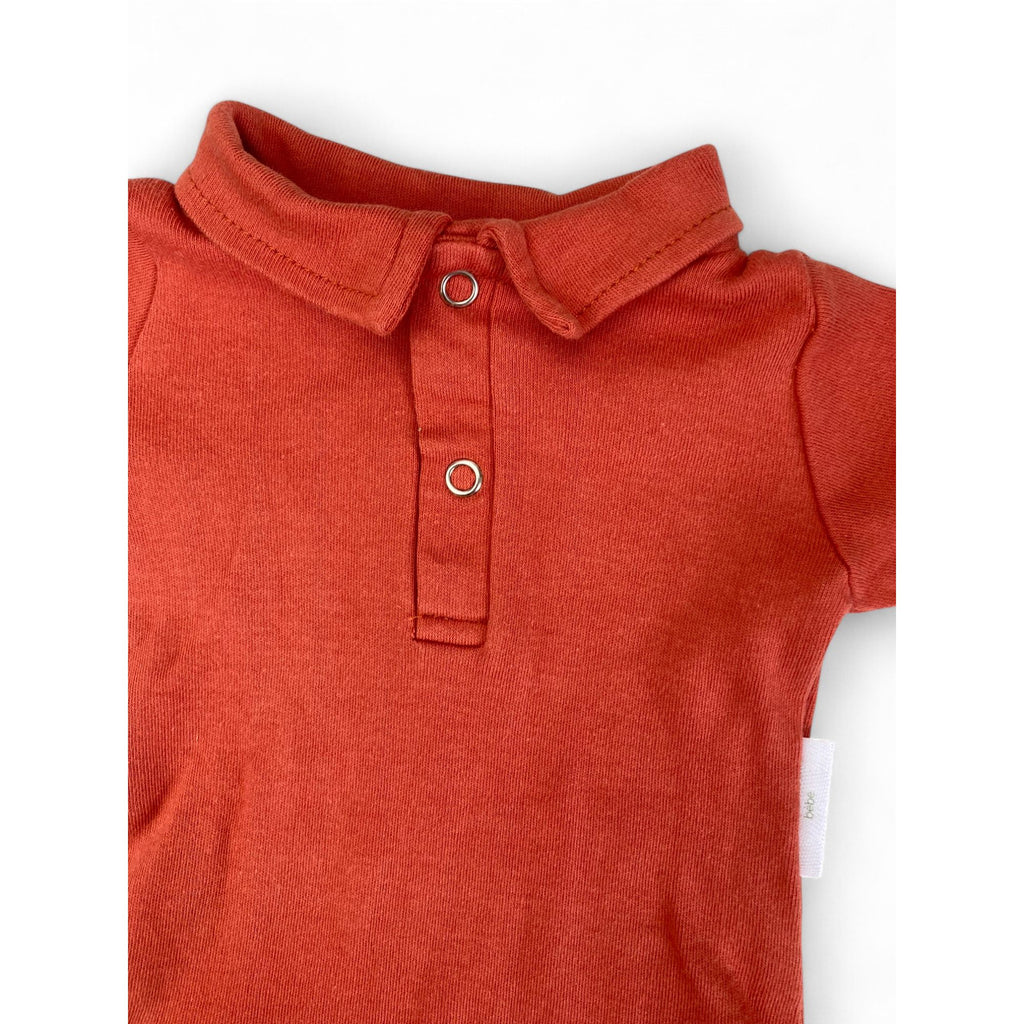 0-3M Orange Collared Bodysuit - Anne Colle Bebe
