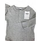 3-6M Grey Button Bubbysuit Bodysuit - Cotton On