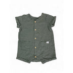 UK 1-2M Green & White Stripe Button Romper - H&M