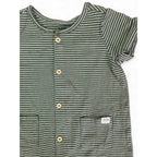 UK 1-2M Green & White Stripe Button Romper - H&M