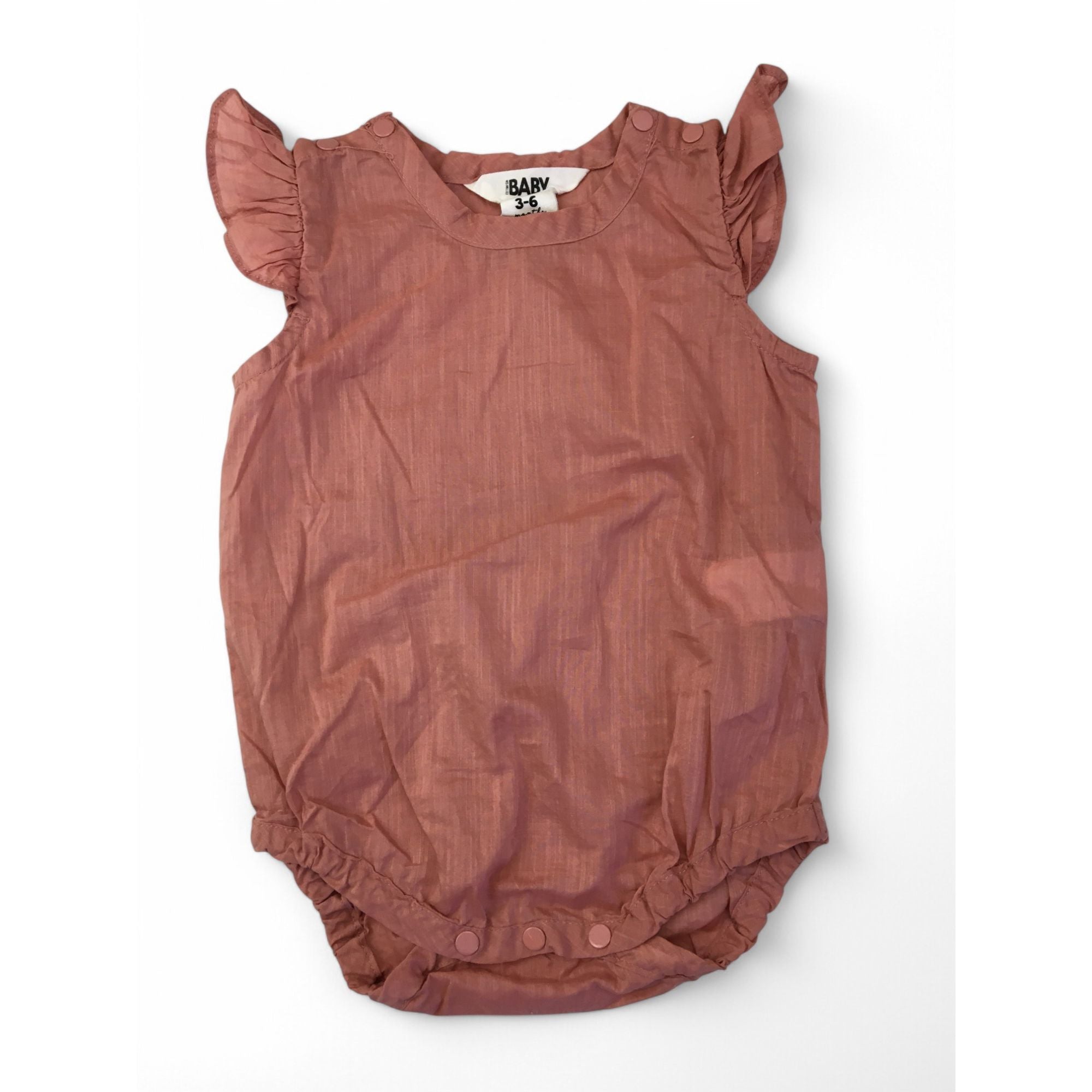 3-6M Dusty Pink Soft Cotton Romper - Cotton On