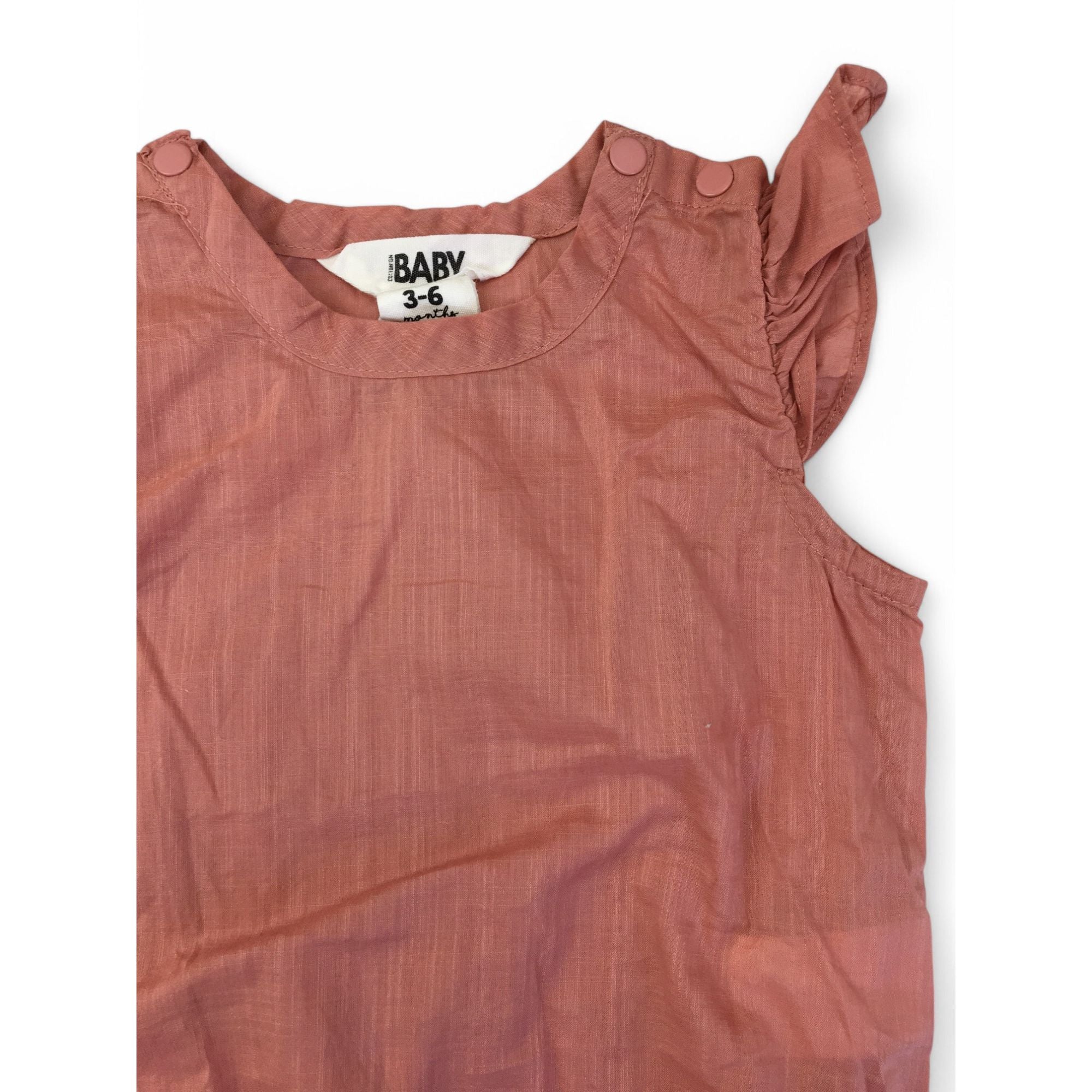 3-6M Dusty Pink Soft Cotton Romper - Cotton On