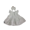 6M White Cotton Gauze Tiered Dress & Bow Headband set - Luka Collections