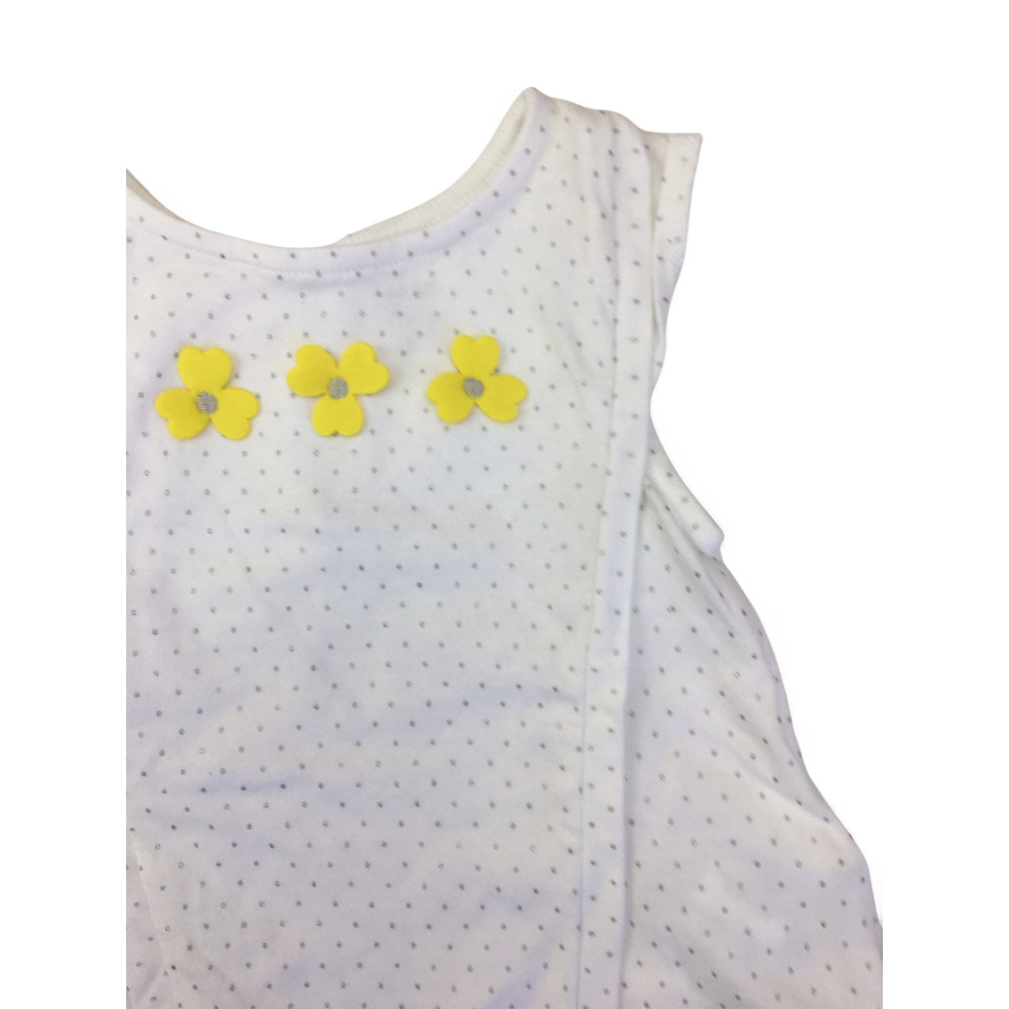 6M White & Silver Dotted Flower Top - Obaibi
