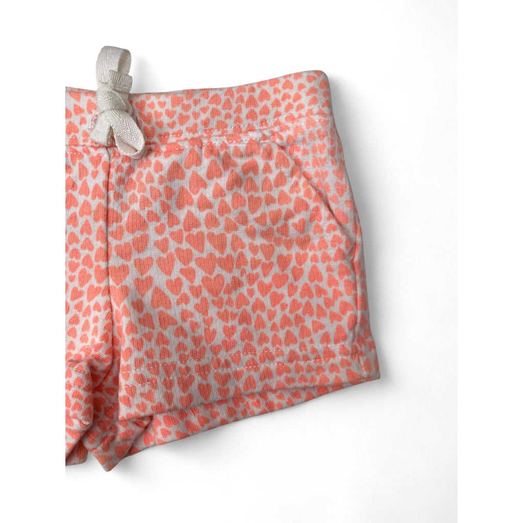 3M White & Coral Heart Print Cotton Shorts - Carter's