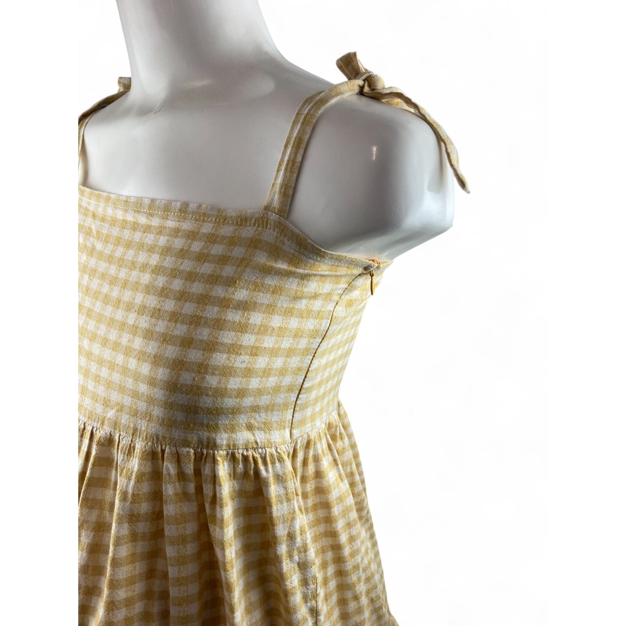 Extra Small - Yellow & Cream Gingham Maternity Dress - Momsy