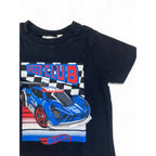 0-3M Black "Hot Wheels" T Shirt - Real