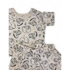 0-3M Cream & Grey Mama & Baby Animal Summer Sleep Set - Tiny Tots