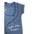 1-3M Dusty Blue Elephant Batwing Romper - Woolworths