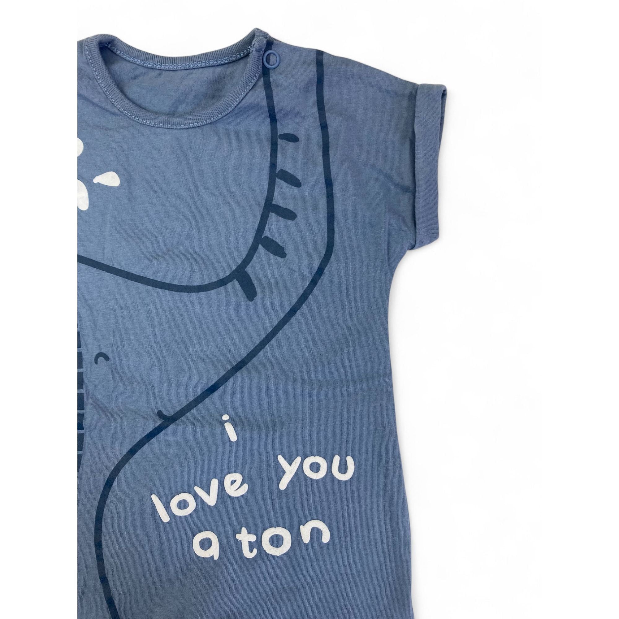 1-3M Dusty Blue Elephant Batwing Romper - Woolworths