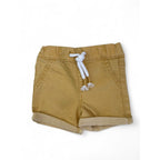 0-3M Yellow Denim Drawstring Shorts - Cuddlesome