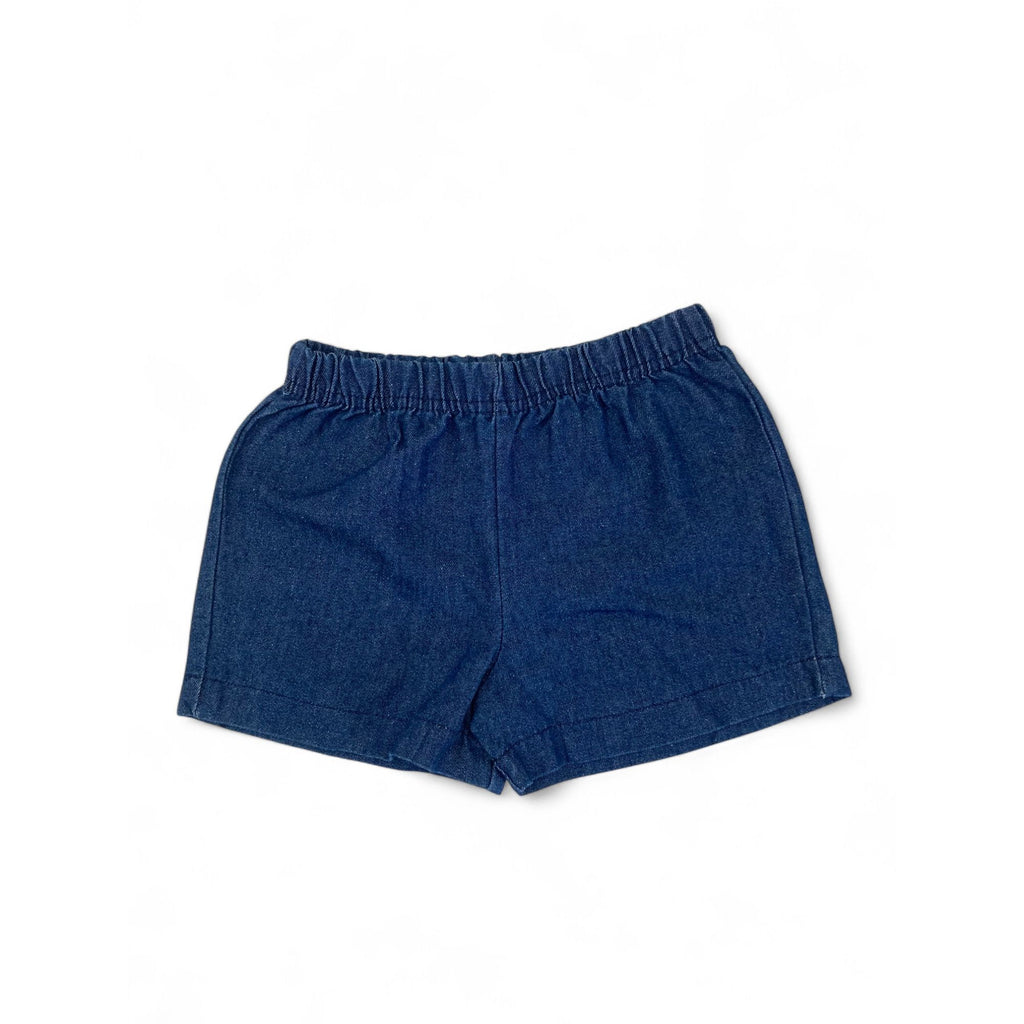 3-6M Dark Blue Denim Pull On Shorts
