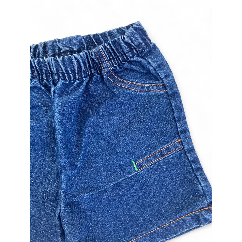 3-6M Blue Denim Pull On Shorts