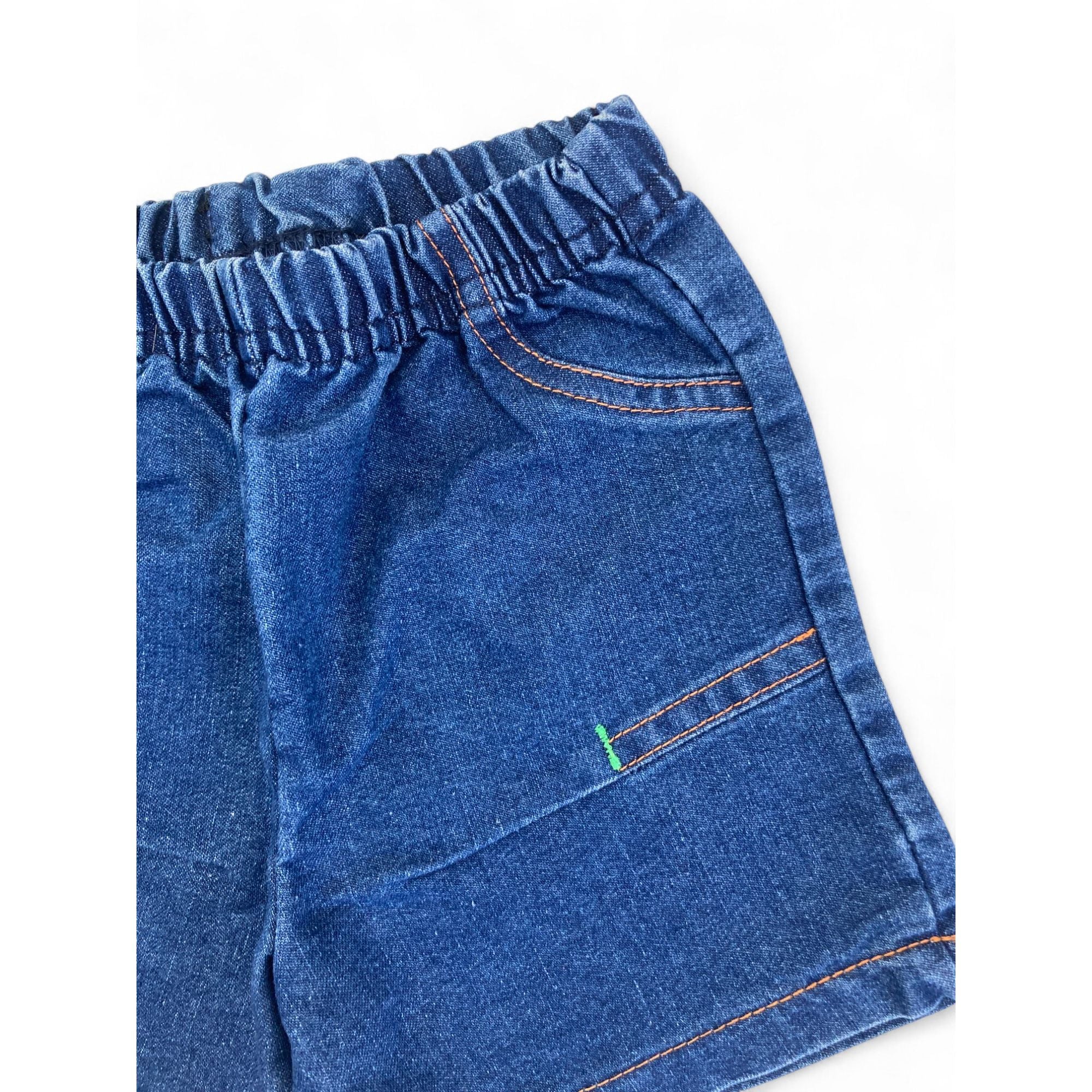 3-6M Blue Denim Pull On Shorts