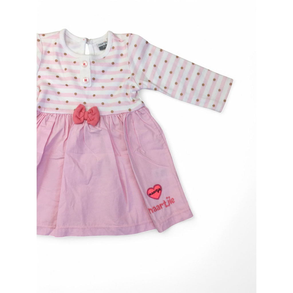 3-6M Pink Striped Bodice Long Sleeve Tunic Dress - Naartjie
