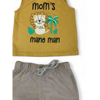 0-3M Mustard Lion Tank Top & Beige Shorts - Cuddlesome