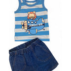 3-6M Denim Shorts & Blue Sleeveless Tank Top - Cuddlesome