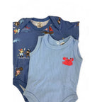 0-3M Blue Nautical Bodysuit & Crab Ribbed Bodysuit - Tiny Tots