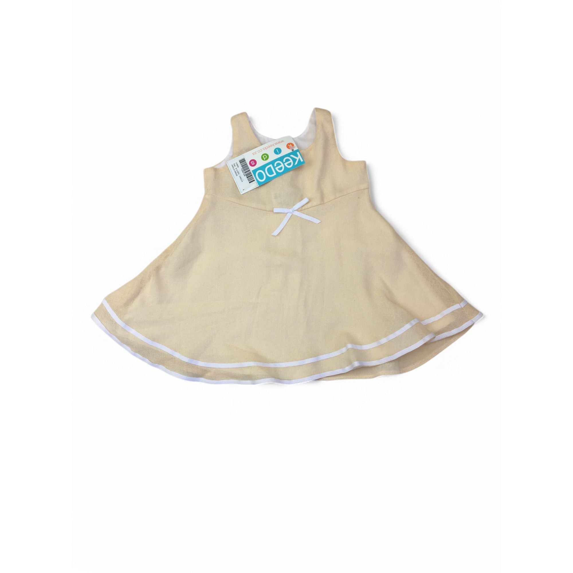 9-12M Light Yellow & White Piping Detail Dress - Keedo