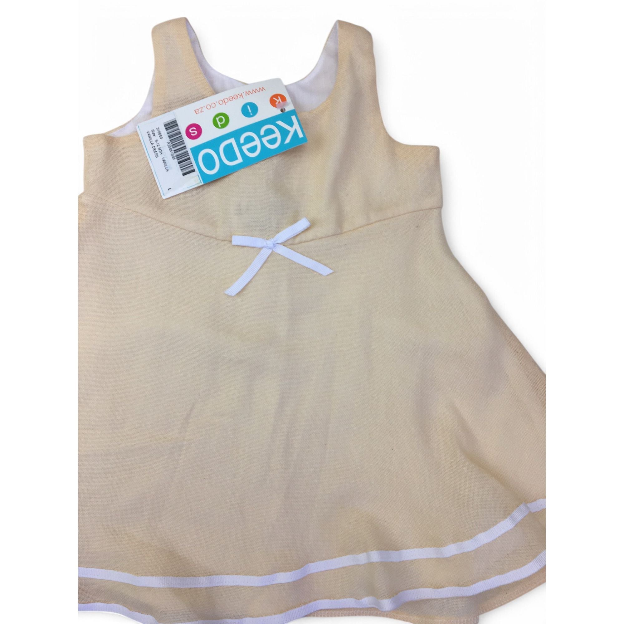 9-12M Light Yellow & White Piping Detail Dress - Keedo