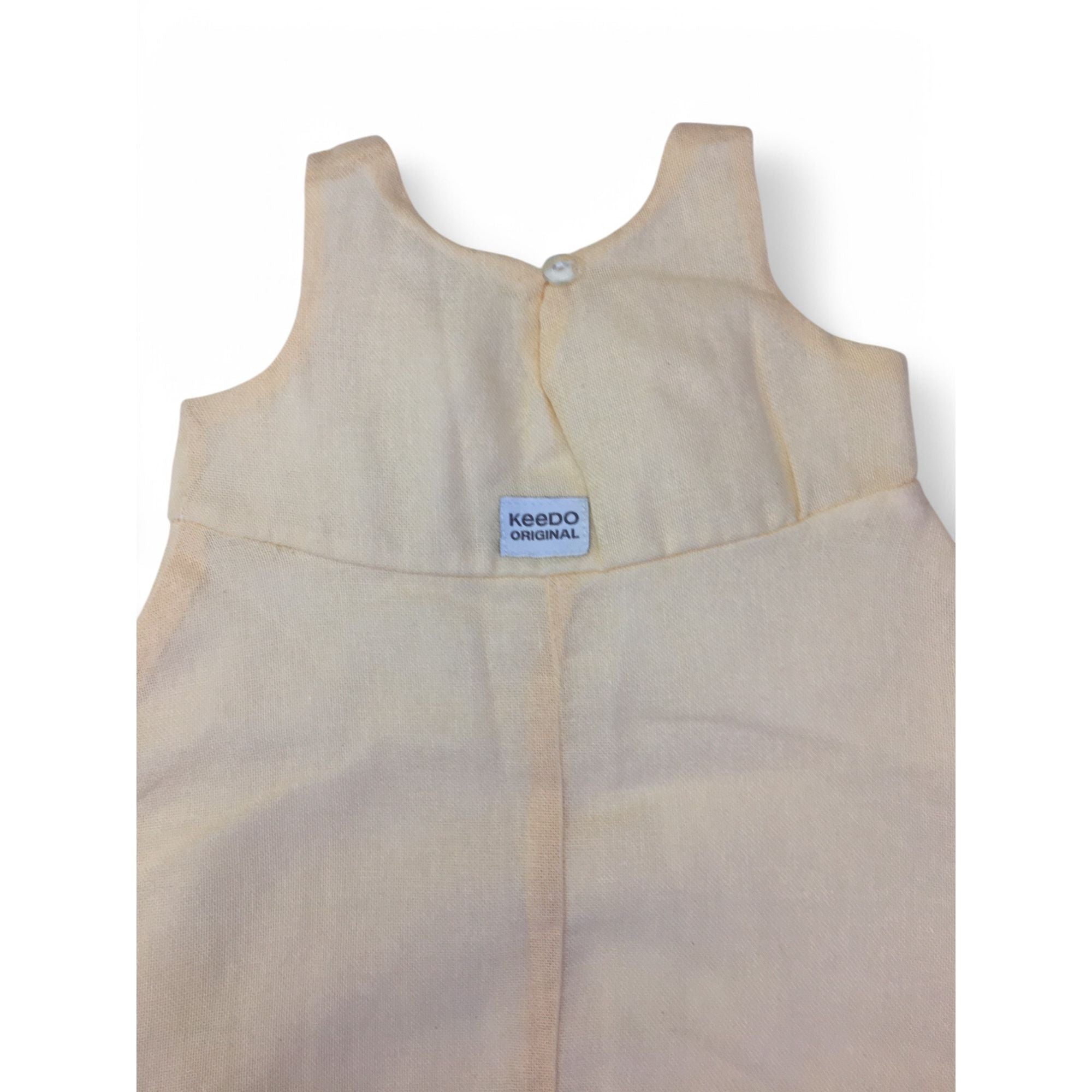 9-12M Light Yellow & White Piping Detail Dress - Keedo