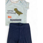 3-6M Blue Dinosaur T Shirt & Navy Blue Leggings - 123