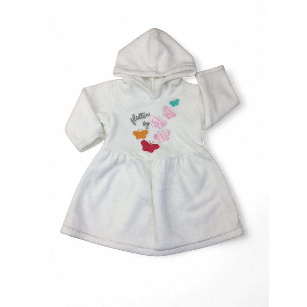 3-6M White Fleece Hooded Dress - Woolworths