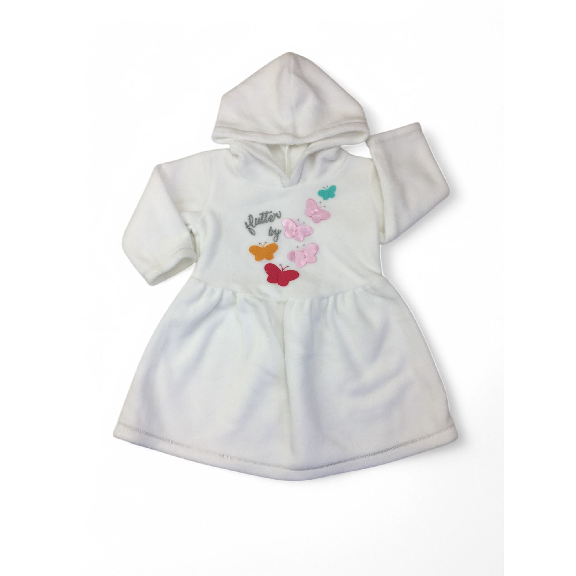3-6M White Fleece Hooded Dress - Woolworths