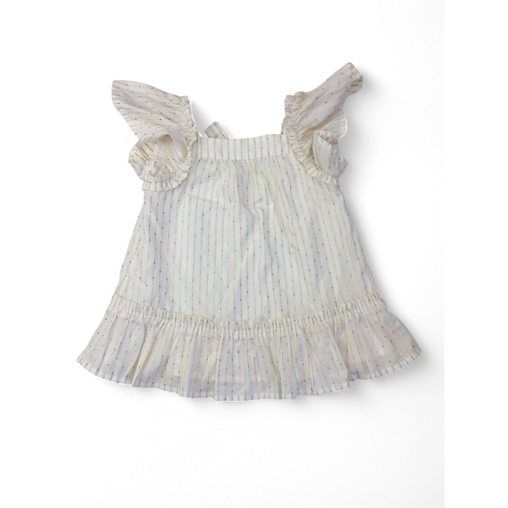 12-18M Cream & Gold Flutter Sleeve Tunic - Country Road