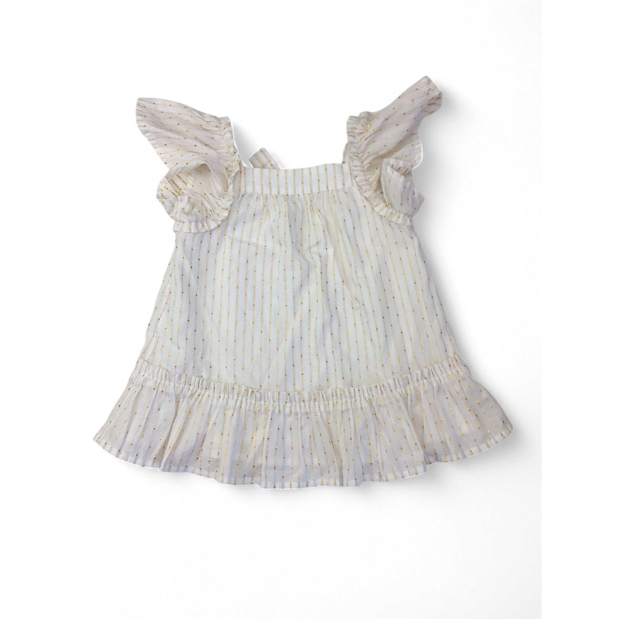 12-18M Cream & Gold Flutter Sleeve Tunic - Country Road