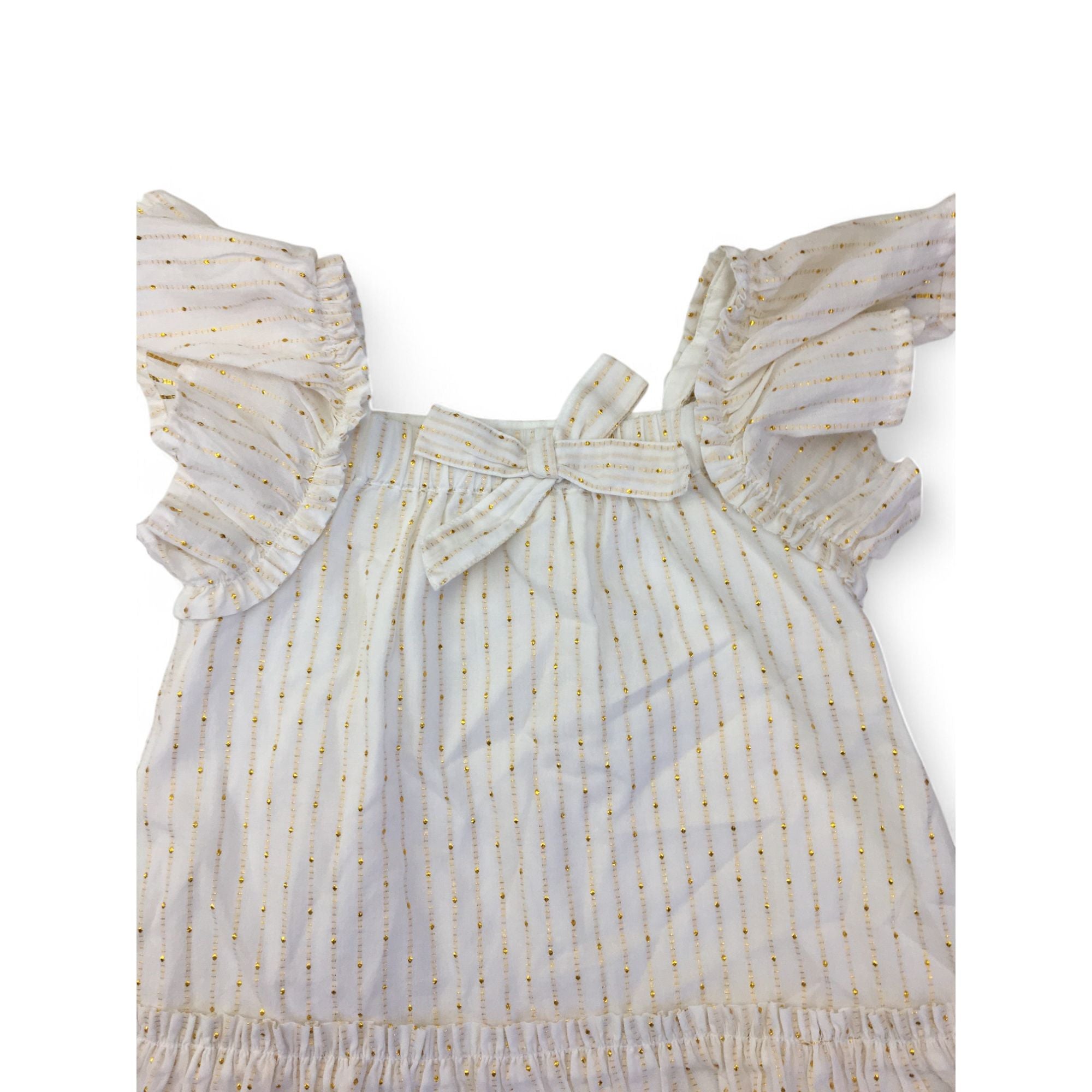 12-18M Cream & Gold Flutter Sleeve Tunic - Country Road