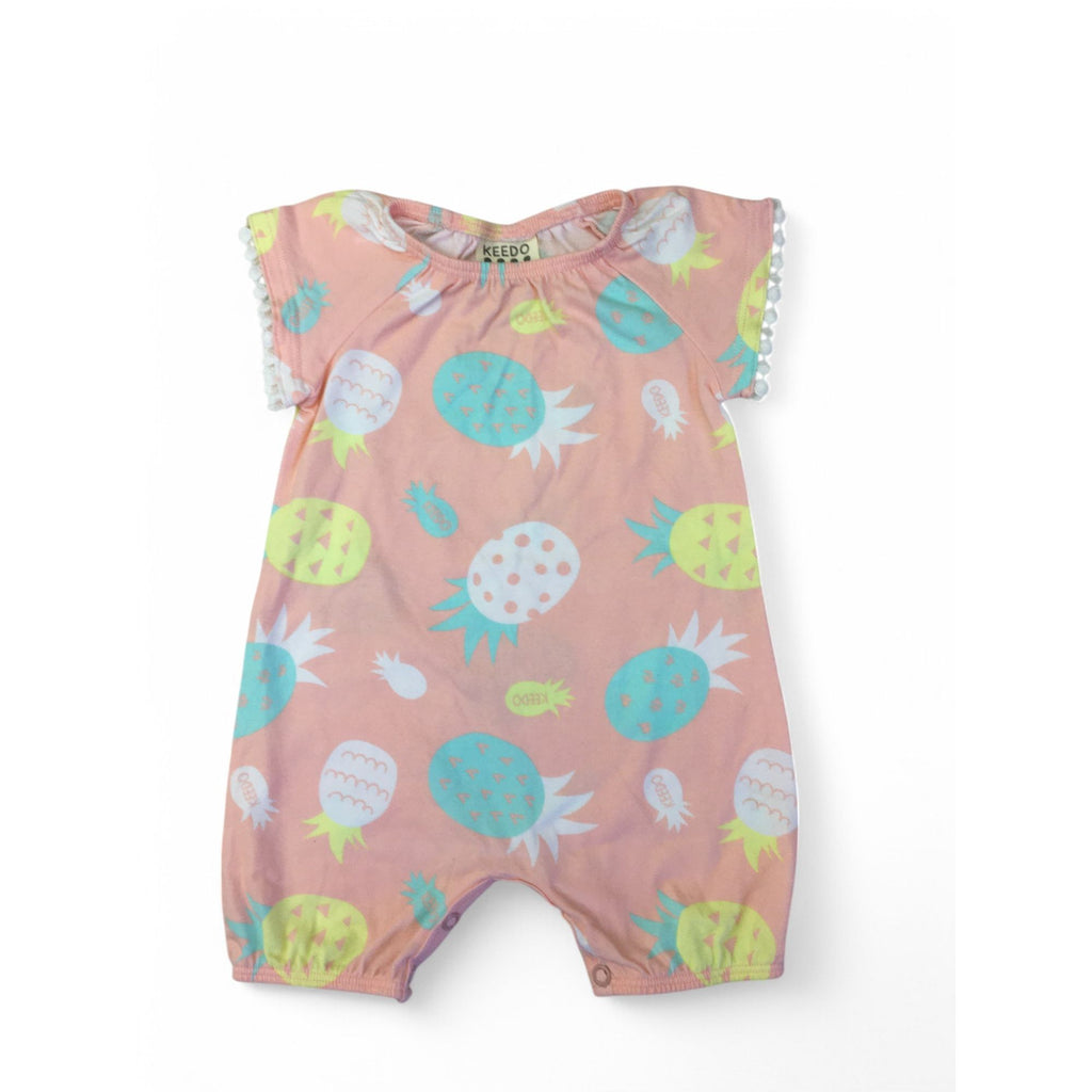 0-3M Peach Pineapple Romper - Keedo