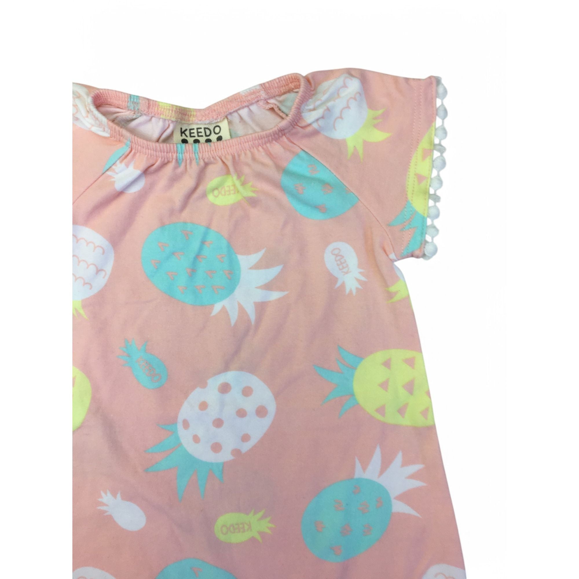 0-3M Peach Pineapple Romper - Keedo