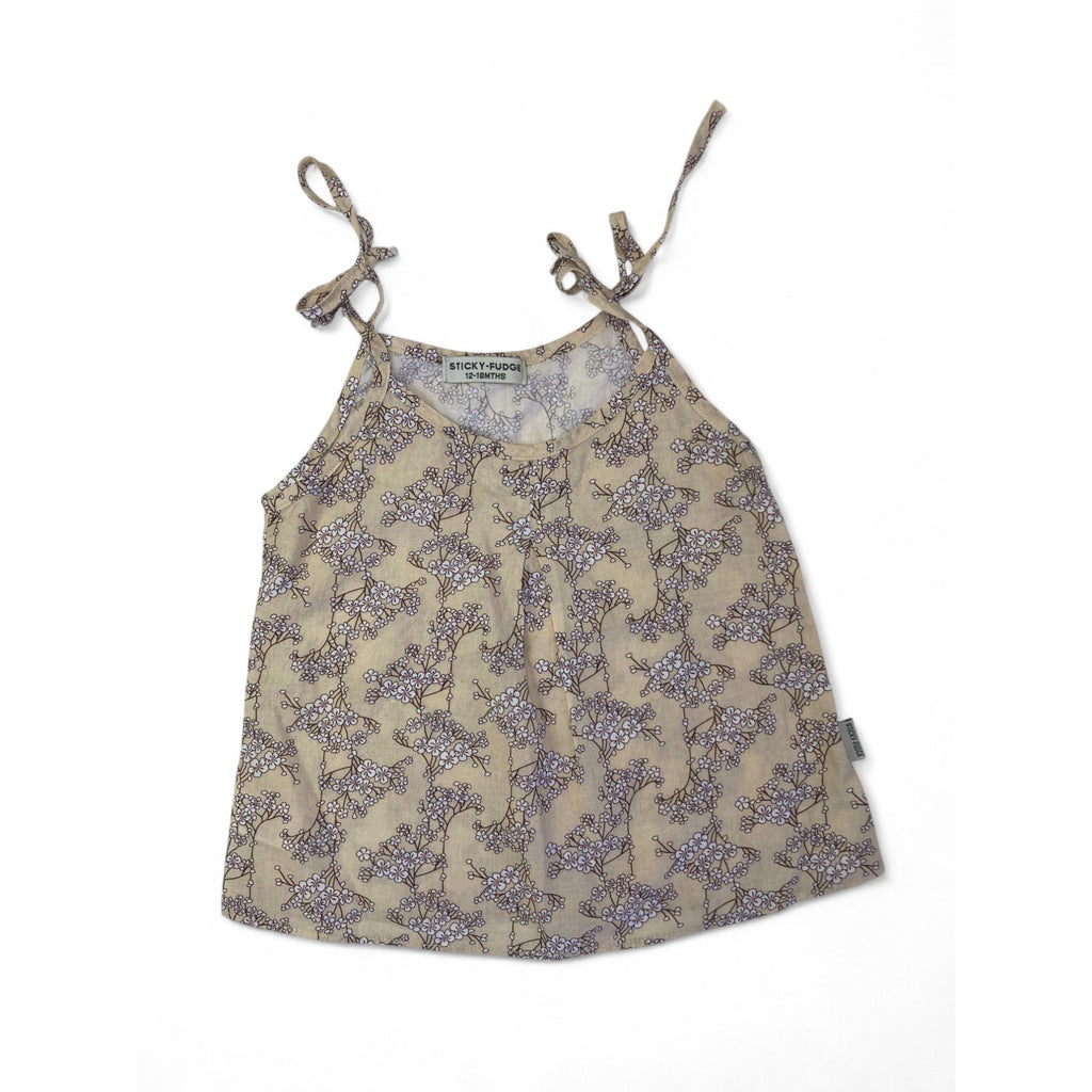 12-18M Cream & Purple Vine Strappy Camisole - Sticky Fudge