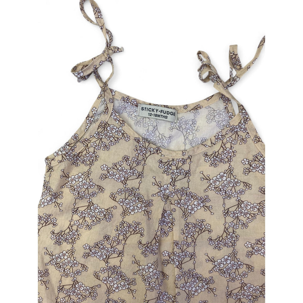 12-18M Cream & Purple Vine Strappy Camisole - Sticky Fudge