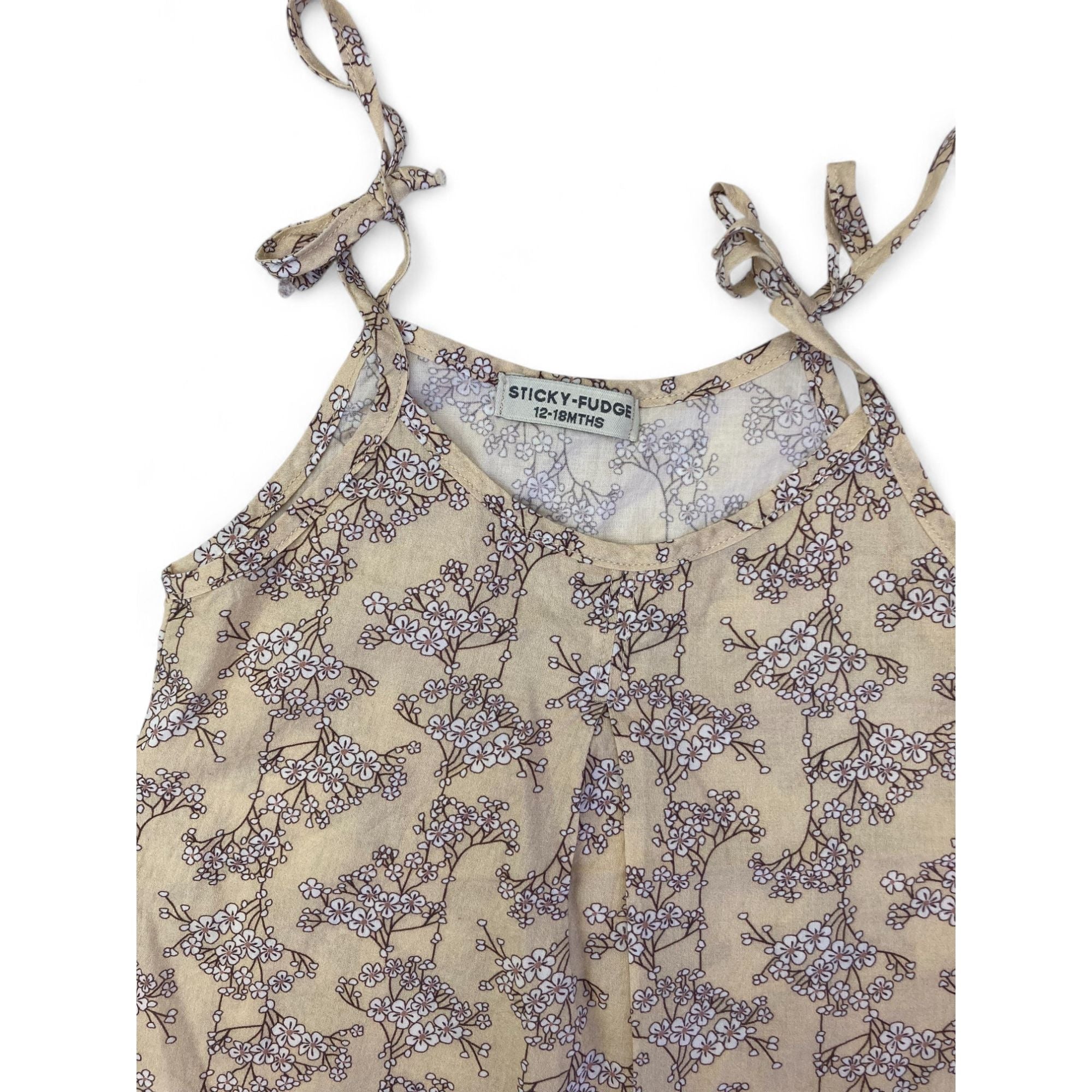 12-18M Cream & Purple Vine Strappy Camisole - Sticky Fudge