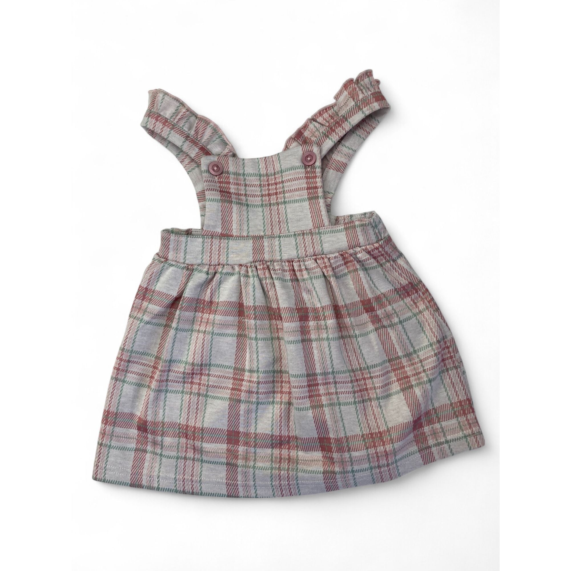 6-12M Pink Plaid Pinafore Skirt - Tiny Tots