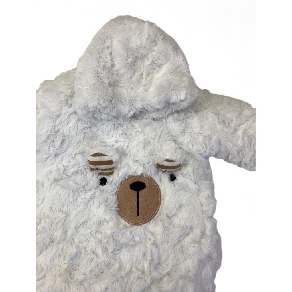 0-3M White Fleece Bear Snowsuit Onesie - Ackermans