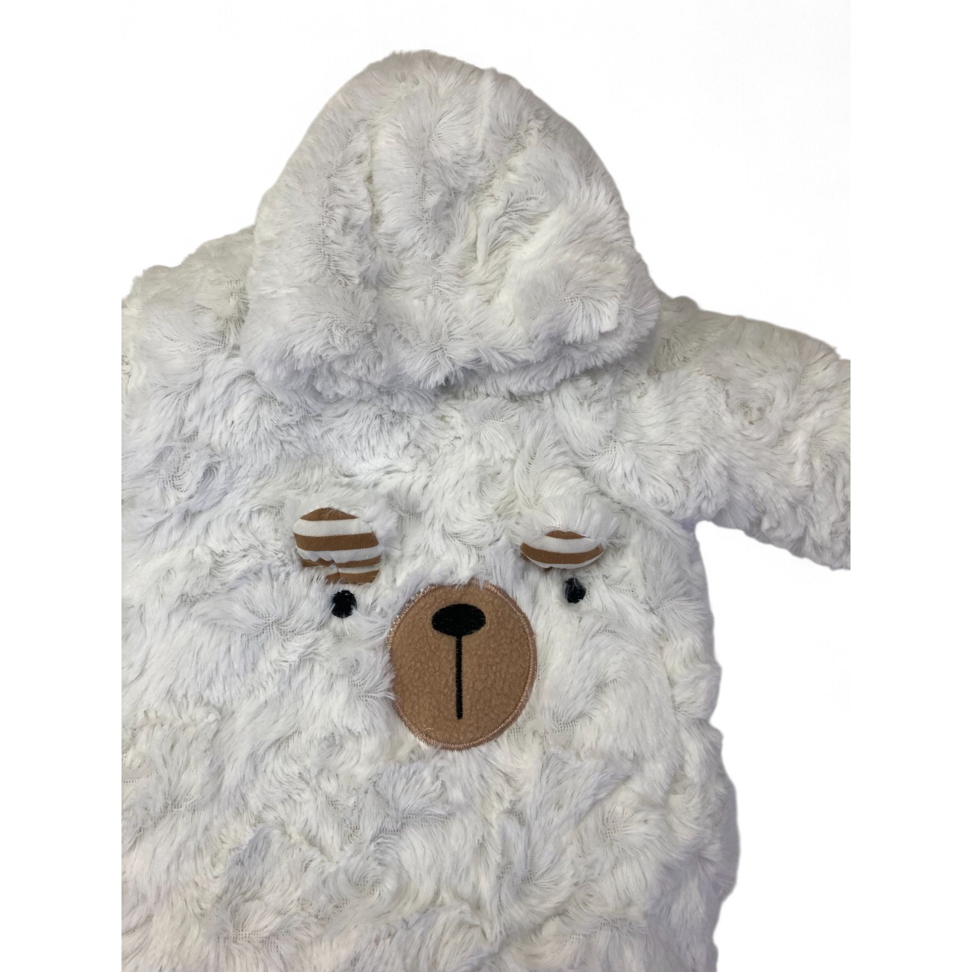 0-3M White Fleece Bear Snowsuit Onesie - Ackermans