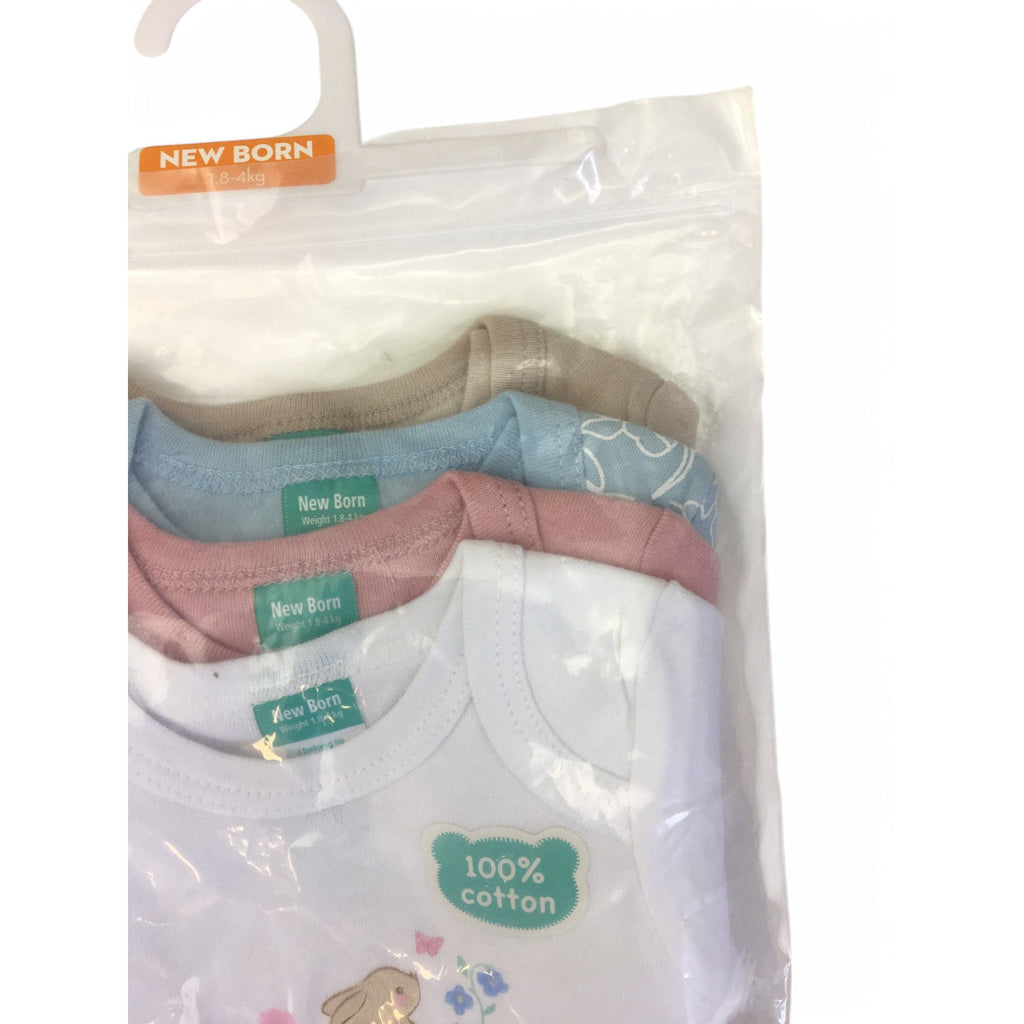 Newborn Pastel Summer Set Of Four Bodysuits - Ackermans